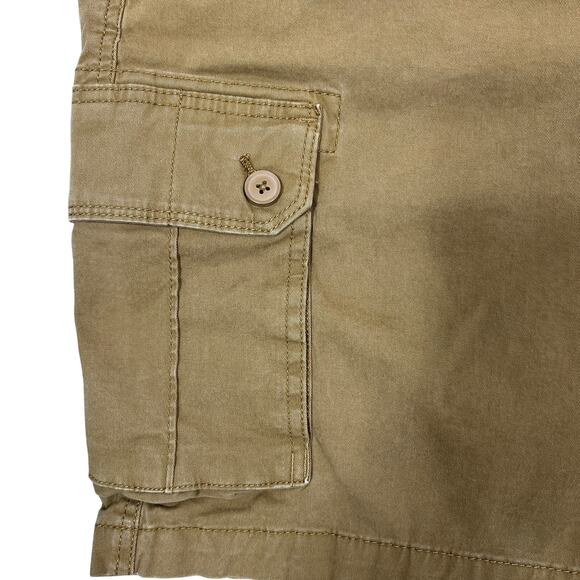 Dad Cargo Shorts Mens 38" Khaki Brown Stretch Elastic Comfort Waistband Pockets - Picture 5 of 9